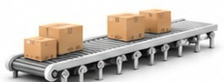 Banda transportadora con cajas